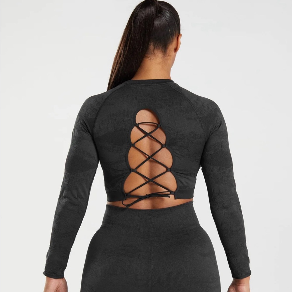 Gymshark Adapt Animal Seamless Lace Up Back Top - Picture 5 of 5